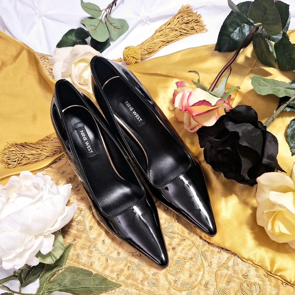 NINE WEST BLACK PATENT STILETTO - SZ 6.5M